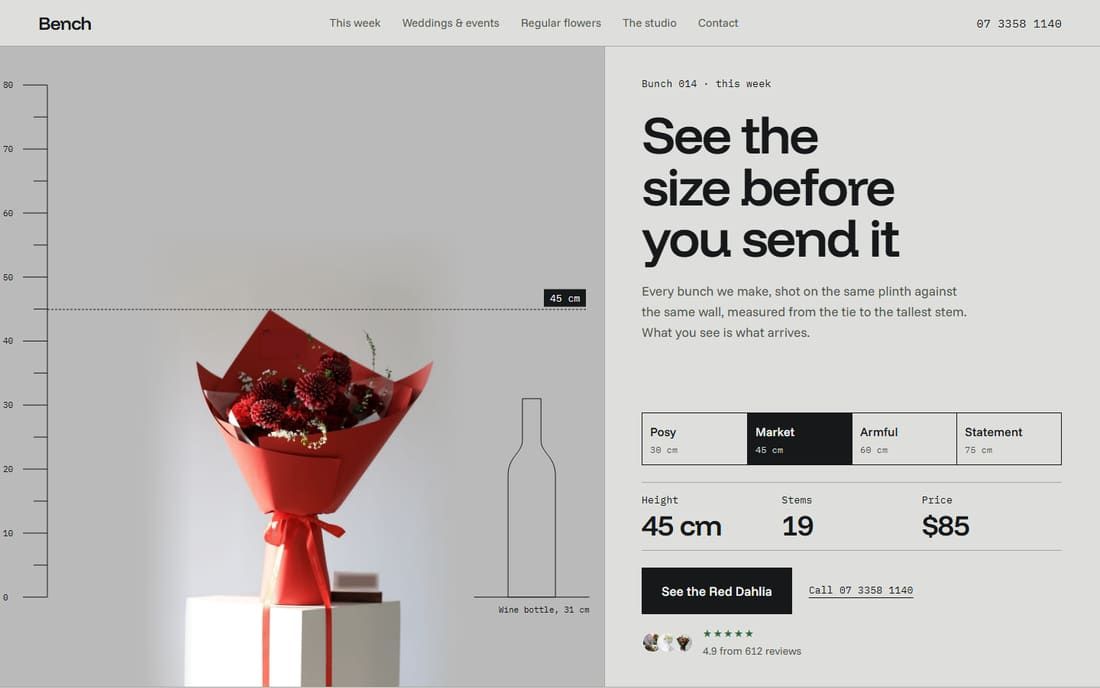 The Bench homepage on desktop